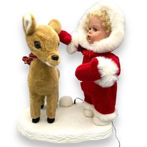 Extremely Rare 1998 Holiday Time Snowgirl with Reindeer Holiday Animation 20in